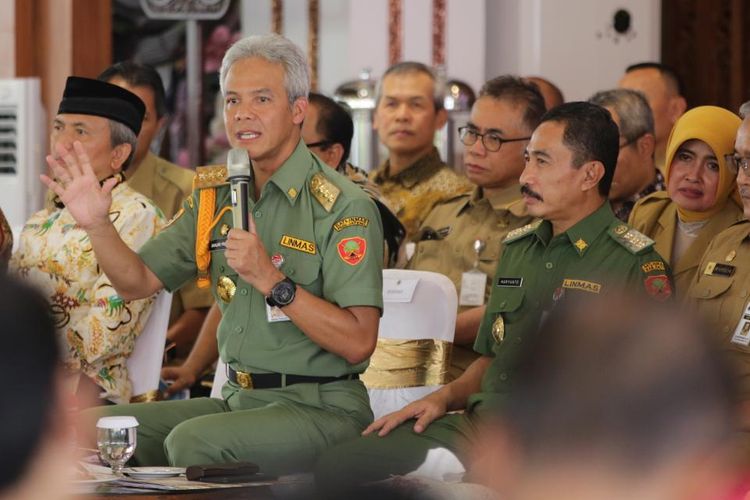 Gubernur Jawa Tengah Ganjar Pranowo saat menghadiri Musrenbangwil se eks Keresidenan Pati, Rabu (27/3/2019) di Pendopo Kabupaten Pati. Ini merupakan Musrenbangwil terakhir di Jawa Tengah untuk tahun anggaran 2020.