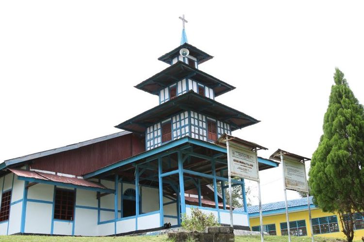 Gereja Asei di Pulau Asei Besar, Sentani Timur, Kabupaten Jayapura, Papua.