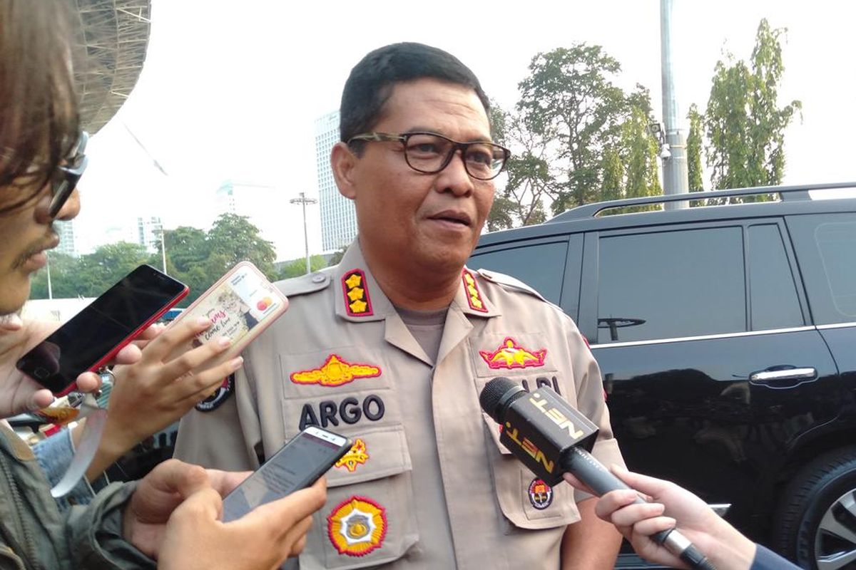 Kabid Humas Polda Metro Jaya, Komisaris Besar Argo Yuwono di Stadion Utama Gelora Bung Karno, Jakarta Pusat, Rabu (10/7/2019)