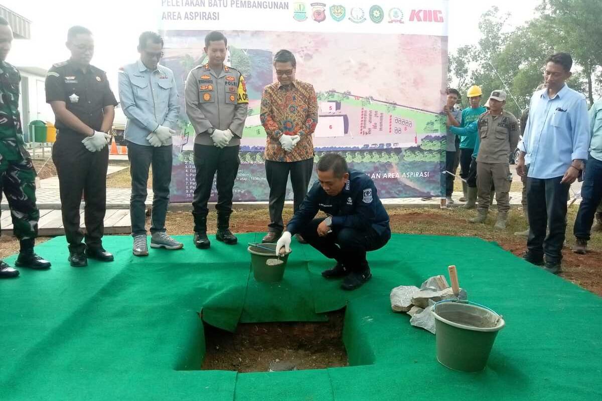 Peletakan batu pertama pembangunan area aspirasi di Karawang International Industrial City (KCIC), Karawang, Jabar, Kamis (30/5/2024).