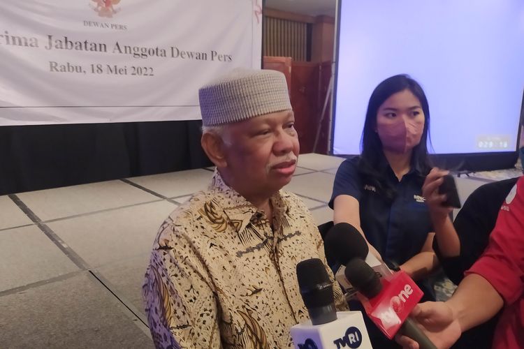 Ketua Dewan Pers periode 2022-2025 Azyumardi Azra saat ditemui di Hotel Aryaduta, Jakarta Pusat, pada Rabu (18/5/2022) malam. 