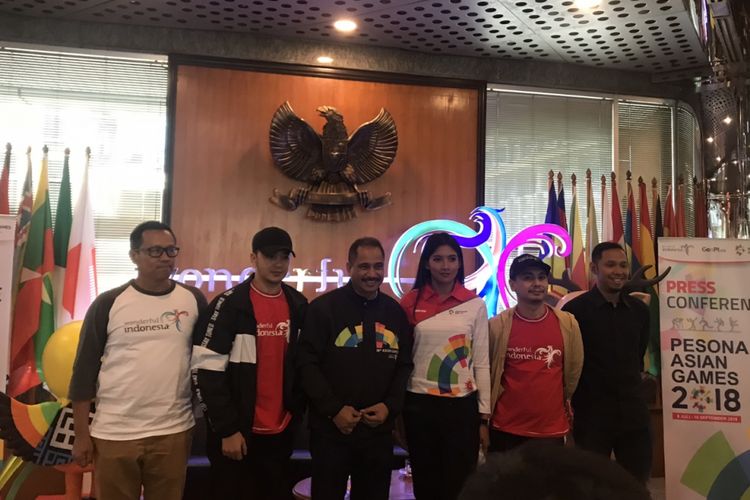 Kemenpar bersama influencer Raditya Dika, Radit Surbakti, Meizal Rossi dan Anindya K Putri dalam peluncuran kegiatan Pesona Asian Games 2018.