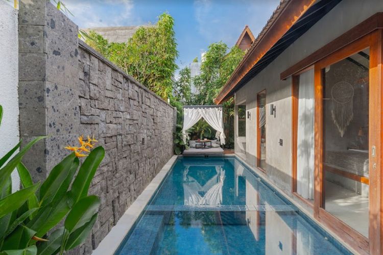 Ilustrasi vila di Vinna Villa Seminyak, Bali, yang bisa ditemukan di fitur Villa dan Apartemen di aplikasi Tiket.com.