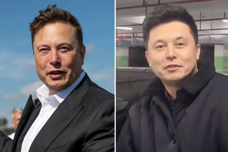 Elong Musk (kanan) kembaran Elon Musk (kiri) di China.