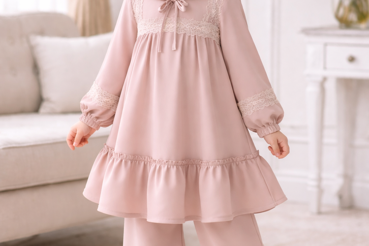 Baju lebaran anak perempuan set tunik
