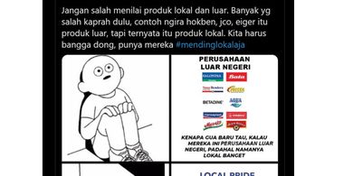 Tangkapan layar unggahan gambar yang berisi produk lokal bernama asing