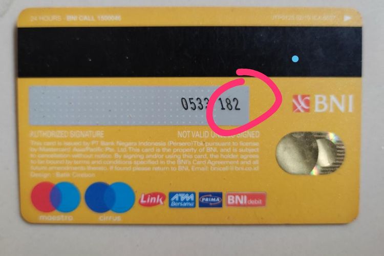 Simak kode keamanan ATM BRI atau kode keamanan kartu ATM BRI beserta letak kode keamanan kartu debit BRI (kode keamanan BRI).