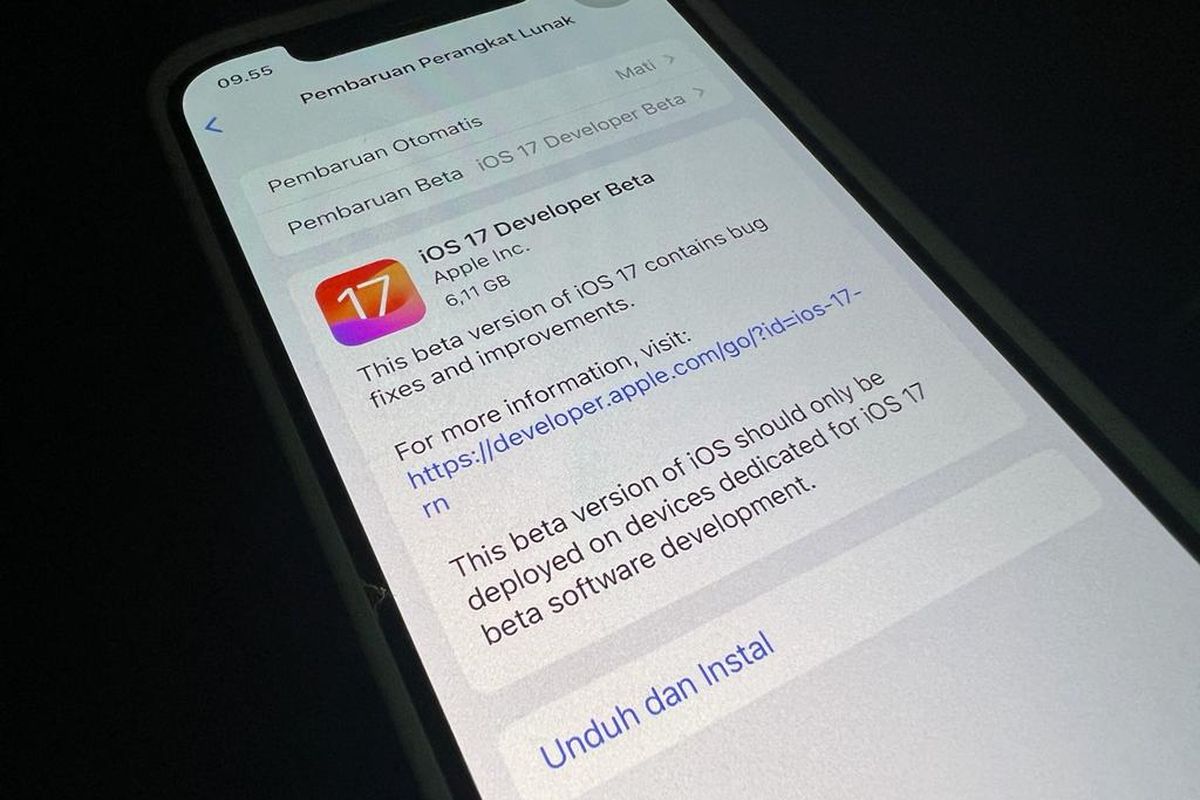Instal iOS 17 Developer Beta.