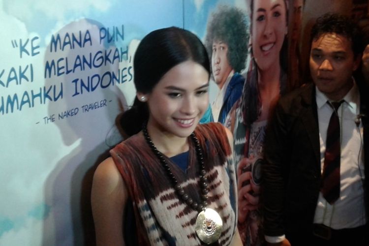 Maudy Ayunda saat Gala Premiere Film Trinity, The Nekad Traveler di XXI Plaza Senayan, Jakarta Pusat, Kamis(9/3/2017)