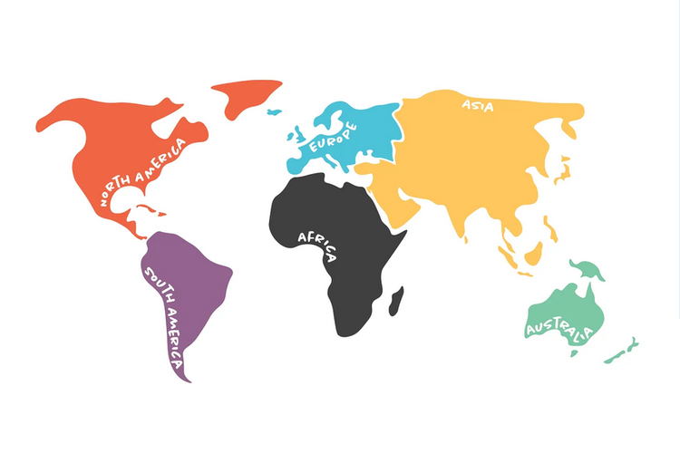 Peta benua-benua di dunia.