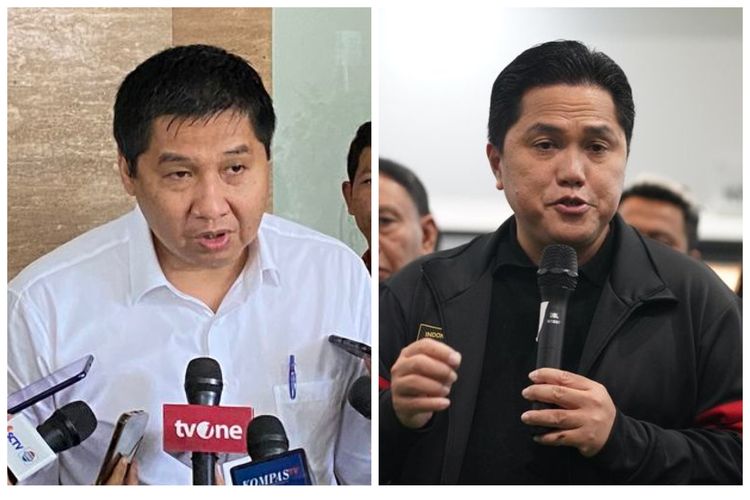 Eks politikus PDI-P, Maruarar Sirait (kiri) dan Menteri BUMN Erick Thohir (kanan). Keduanya resmi nyatakan dukungan untuk Prabowo-Gibran di Pilpres 2024