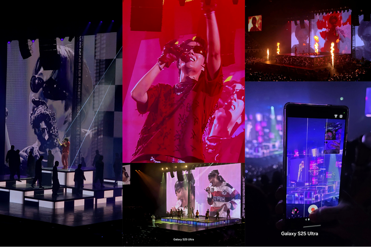 Momen keseruan konser J-Hope Hope On The Stage Jakarta dalam bidikan Samsung Galaxy S25 Ultra.