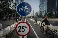 Jalur Sepeda Sudirman-Thamrin Sudah Boleh Dilintasi Pekerja yang Bersepeda