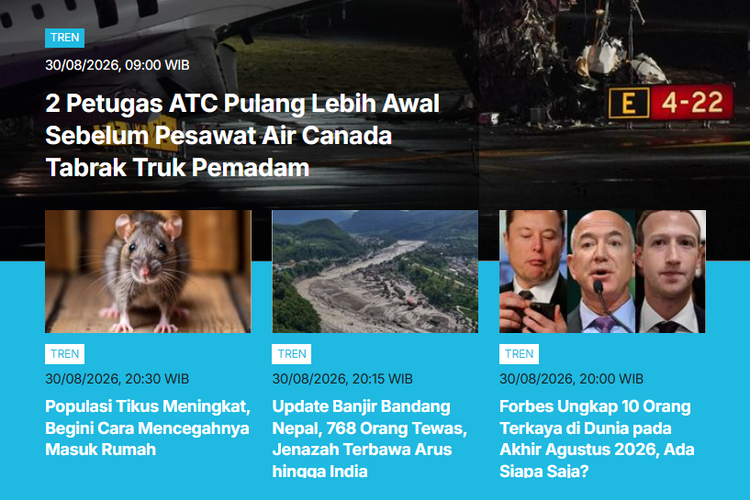 [POPULER TREN] Wilayah Hujan Lebat Hari Ini | Air Canada Tabrak Truk Pemadam