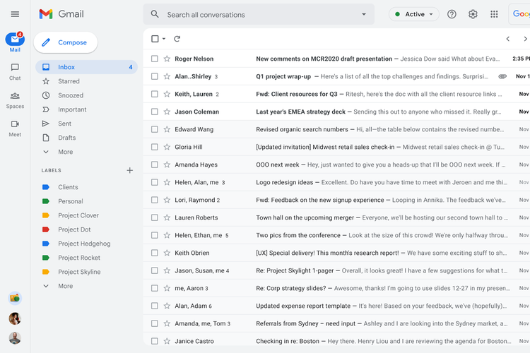 Tampilan Gmail baru menggunakan Material You (Sumber: Google)