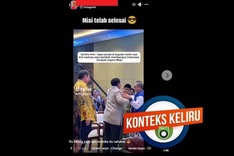 Tangkapan layar video yang mengeklaim Muhaimin dan Prabowo berpelukan setelah Pilpres 2024