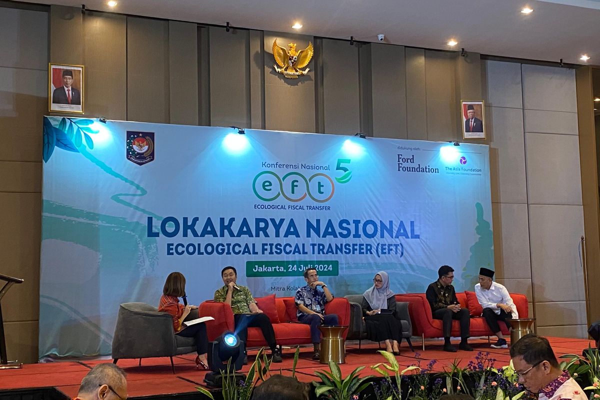 Lokakarya Nasional Ecological Fiscal Transfer (EFT), sebagai bagian dari Konferensi Nasional EFT Ke-5 - 2024.  yang digelar di Jakarta, Rabu (24/7/2024). 