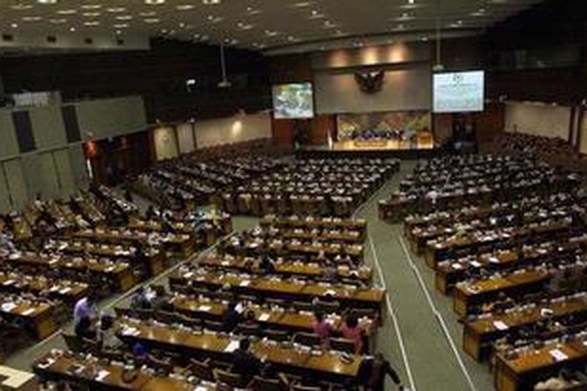 Suasana rapat paripurna di DPR di Gedung DPR, Jakarta.