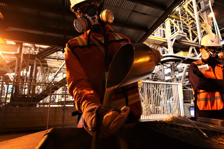 Ilustrasi pengolahan bijih nikel di tambang milik PT Vale Indonesia Tbk di Sorowako, Sulawesi Selatan.