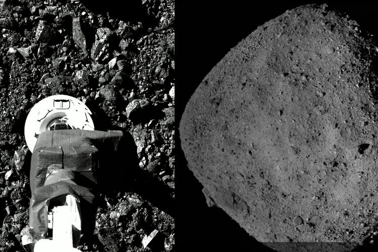 Foto asteroid Bennu yang sampelnya diambil oleh pesawat luar angkasa OSIRIS-REx milik NASA.