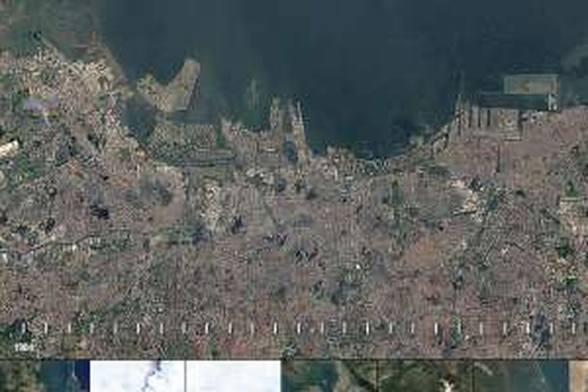 Foto satelit Jakarta dilihat dengan Google Earth.