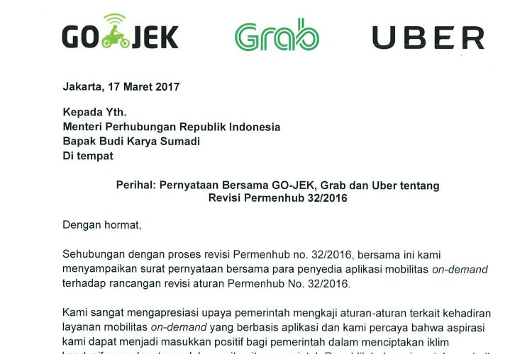 Protes Go Jek Grab Dan Uber Pada Revisi Regulasi Taksi