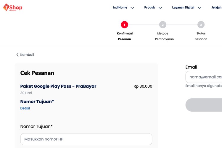 Ilustrasi cara beli paket Google Play Pass