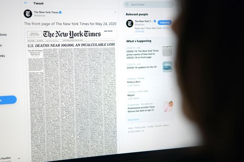 Media AS New York Times Tampilkan Nama Korban Meninggal Covid-19 di Halaman Depan
