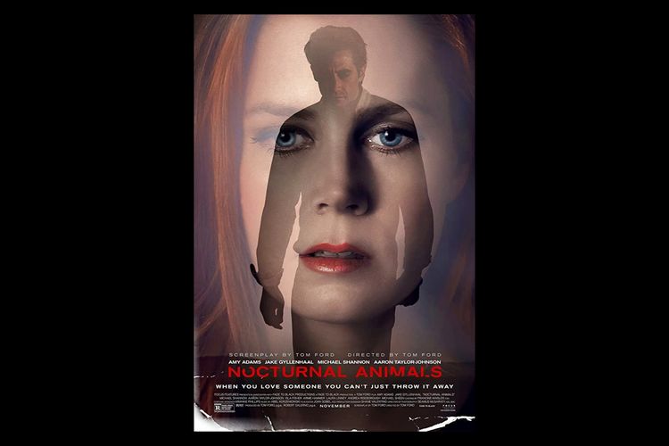 Poster Nocturnal Animals (2016), dibintangi Amy Adams dan Jake Gyllenhaal.