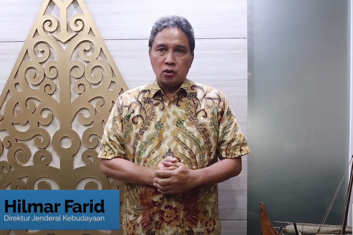 Dirjen Kebudayaan Hilmar Farid saat menutup Festival Literasi Siswa Indonesia 2021 pada 1 Oktober 2021.