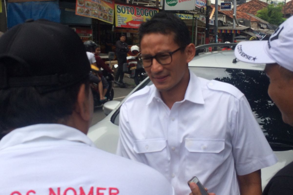 Cawagub DKI Jakarta nomor tiga, Sandiaga Uno di Kramat, Jakarta Pusat, Selasa (20/3/2017).