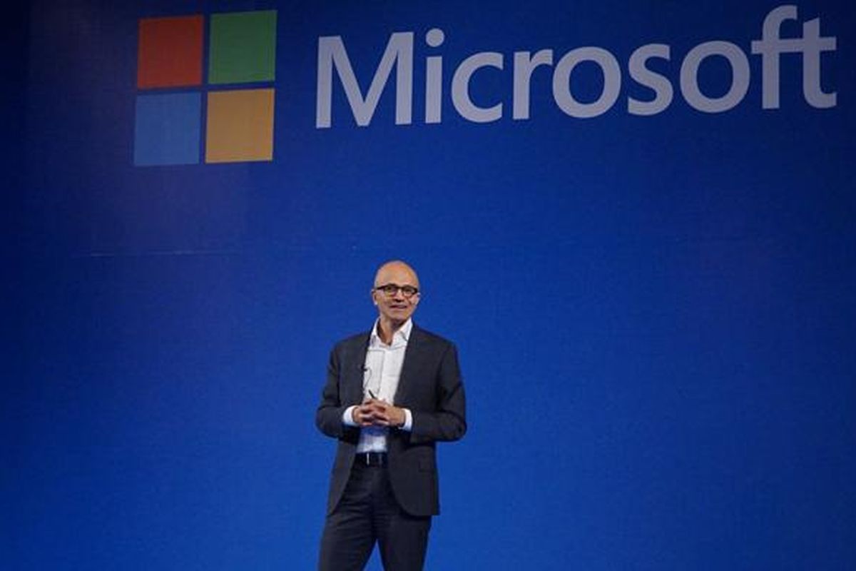 CEO Microsoft Satya Nadella saat berbicara di Micosoft Developer Festival di Jakarta, Kamis (26/5/2016)