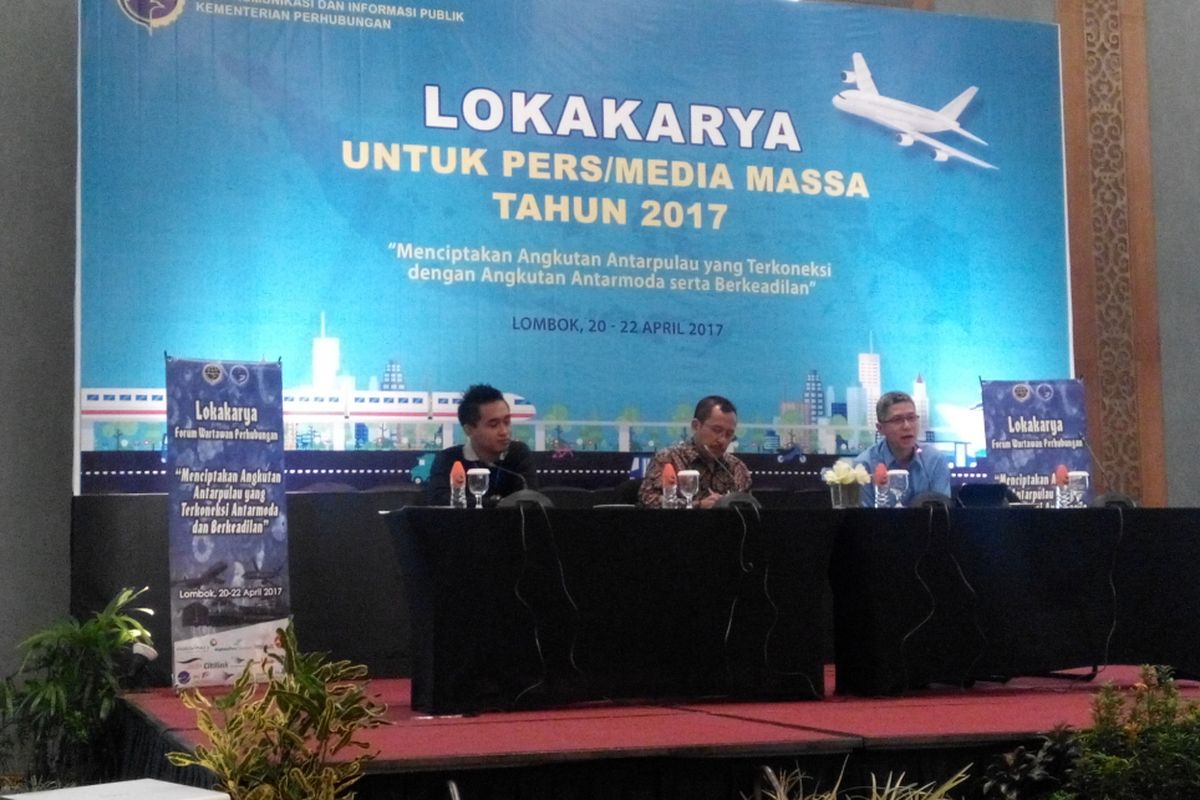Lokakarya Wartawan Kementerian Perhubungan di Aruna Resort and Convention, Kamis (20/4/2017).