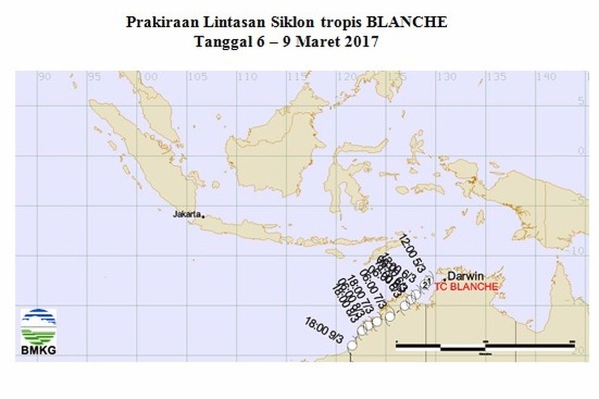 Prakiraan Lintasan Siklon Tropis Blanche