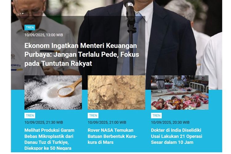 Artikel terpopuler Tren, Rabu (10/9/2025).