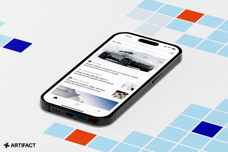Ilustrasi tampilan Artifact, aplikasi berbasis teks buatan duo pendiri Instagram, yaitu Kevin Systrom dan Mike Krieger