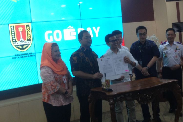 Perjanjian Kerjasama Go-Pay dengan Pemkot Semarang, Senin (3/9/2018) sore. 