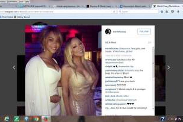 Mariah Carey mengunggah fotonya bersama Beyonce dalam akun Instagramnya.