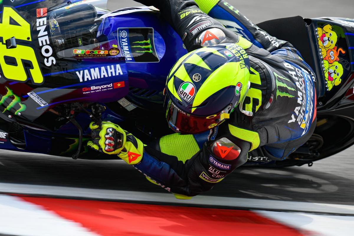 Valentino Rossi saat sesi latihan di MotoGP Malaysia 2019