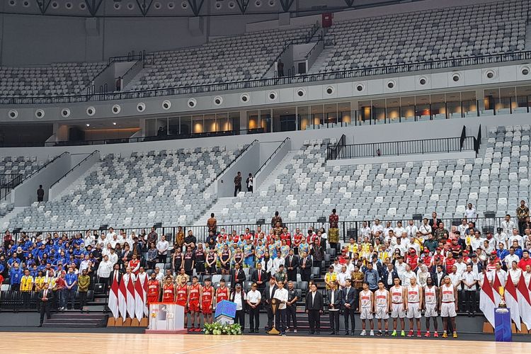 Presiden Joko Widodo meresmikan gedung olahraga Indonesia Arena di kawasan Gelora Bung Karno (GBK), Jakarta, Senin (7/8/2023).