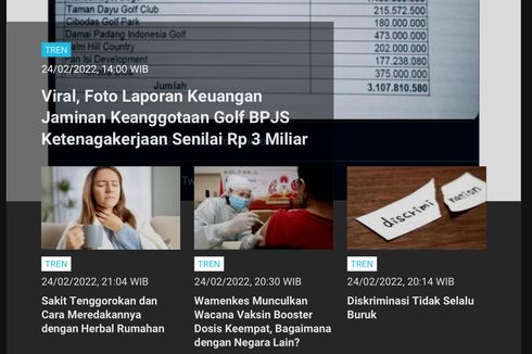 [POPULER TREN] Viral, Foto Laporan Keuangan Jaminan Anggota Golf BPJS Ketenagakerjaan Rp 3 Miliar