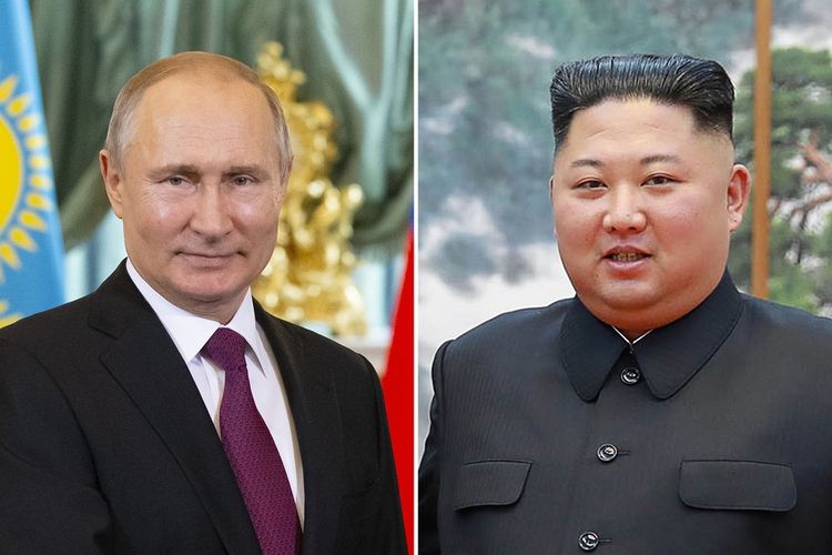 Presiden Rusia Vladimir Putin (kiri) dan Pemimpin Korea Utara Kim Jong Un.