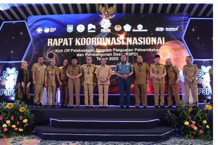 Mendagri mengadakan Rakornas Kick-Off Pelaksanaan P3PD Tahun 2023 di Hotel Grand Sahid Jaya, Tanah Abang, Jakarta Pusat, Selasa (11/7/2023). 