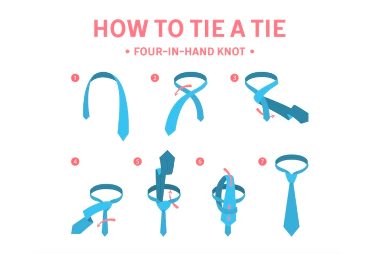 Cara memakai dasi dengan simpul four in hand