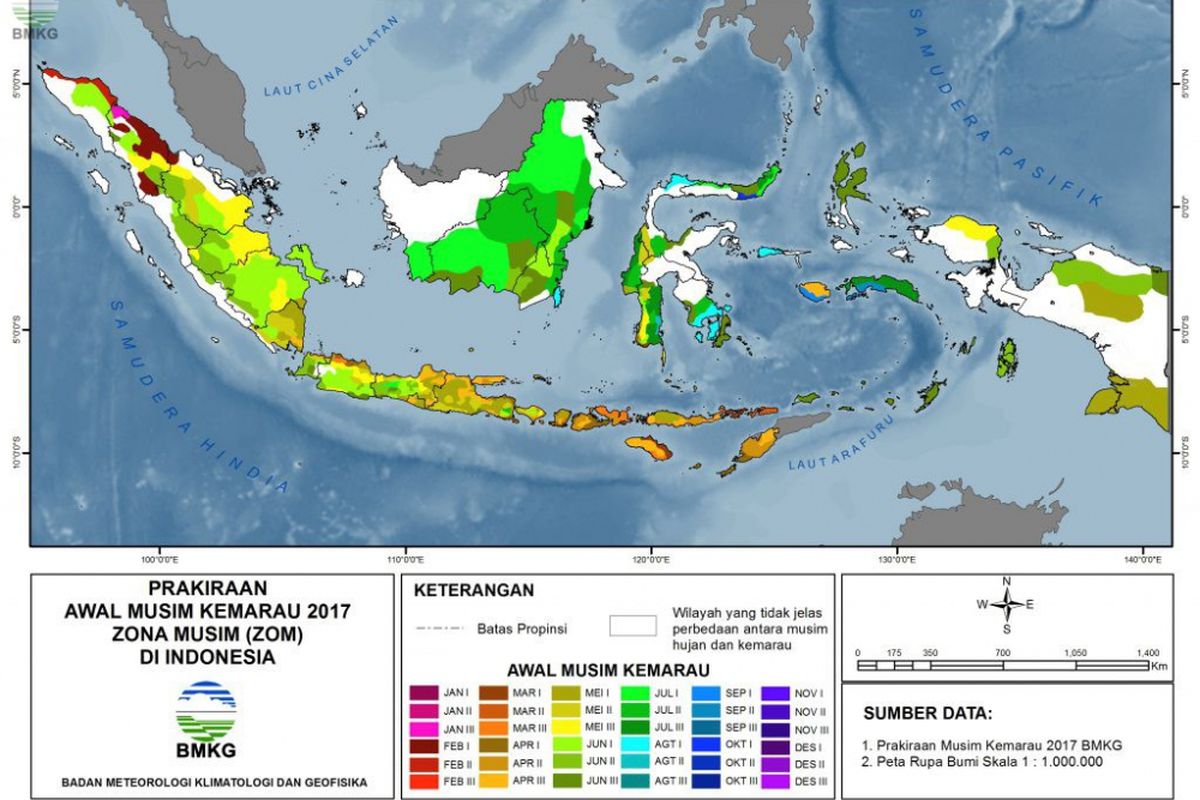 Prakiraan awal musim kemarau 2017 di Indonesia