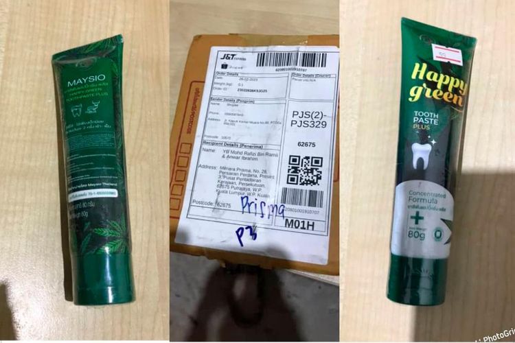 Pasta gigi yang mengandung ganja ditemukan di Malaysia. Paket ini dikirim dari Indonesia.
