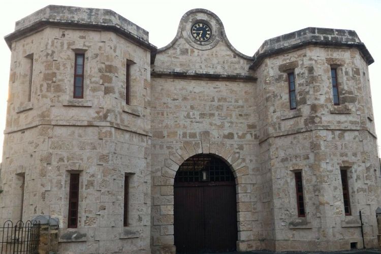 Pintu utama menuju penjara Fremantle, Fremantle, Australia Barat, Minggu (10/9/2017)