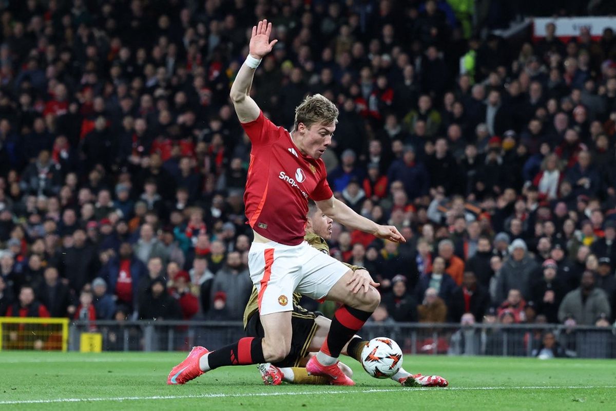 Rasmus Hojlund bermain 90 menit pada laga leg kedua babak 16 besar Liga Europa Man United vs Real Sociedad di Stadion Old Trafford pada Jumat (14/3/2025) dini hari WIB.