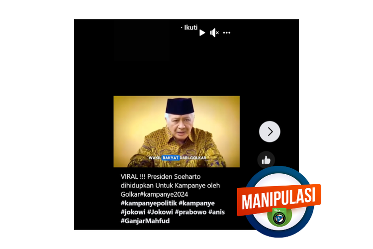 Klarifikasi, video Soeharto berkampanye untuk Partai Golkar adalah buatan AI