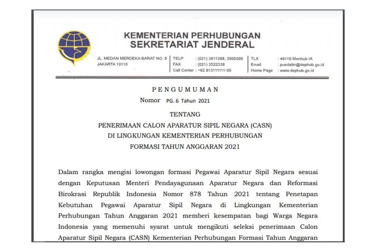 Kemenhub Buka 2 445 Formasi Cpns 2021 Simak Informasi Lengkapnya Halaman All Kompas Com